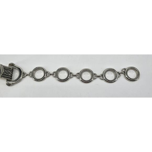 Vintage Enmon 1998 Equestrian Leather Belt Toggle Silver Stirrup Hardware 49”